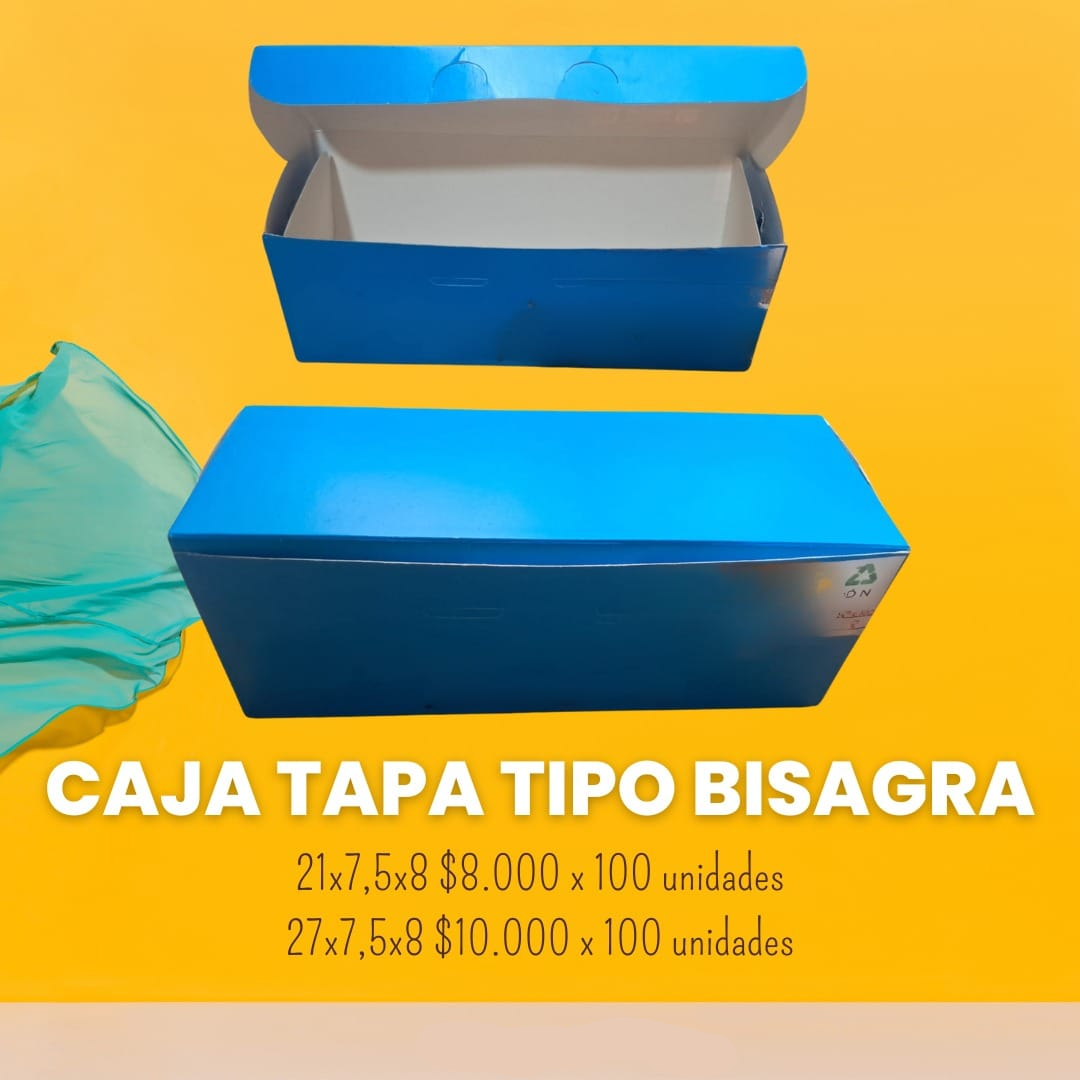 Caja tapa bisagra para completo, cartón ecológico