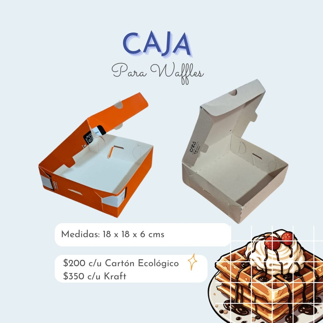 Caja waffles, cartón ecológico, blanco, kraft