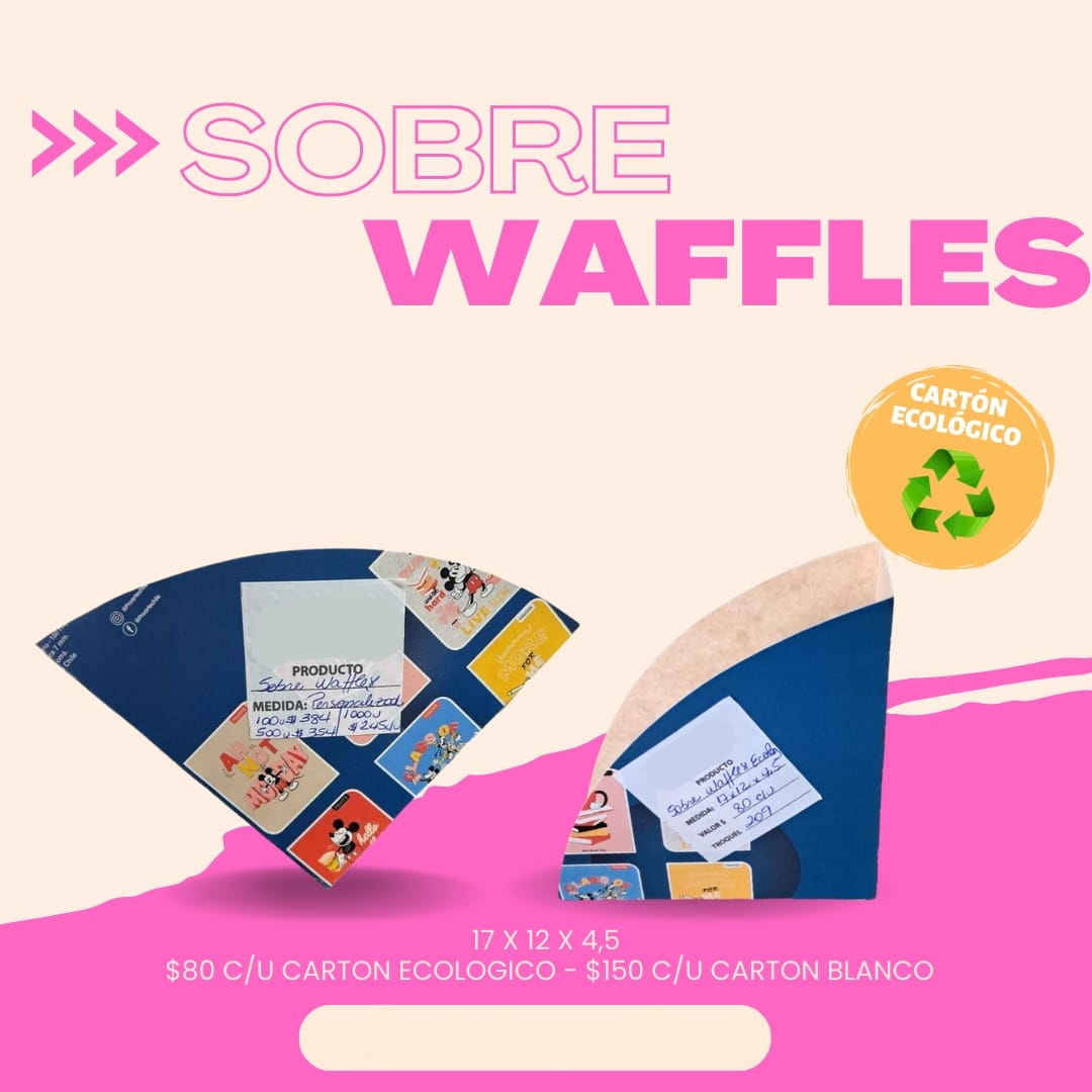 Sobre waffles, cartón ecológico