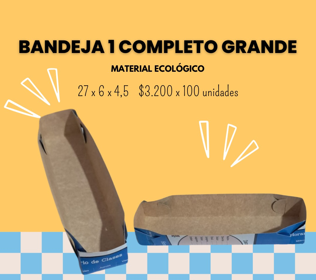 Bandeja 1 completo grande, cartón ecológico