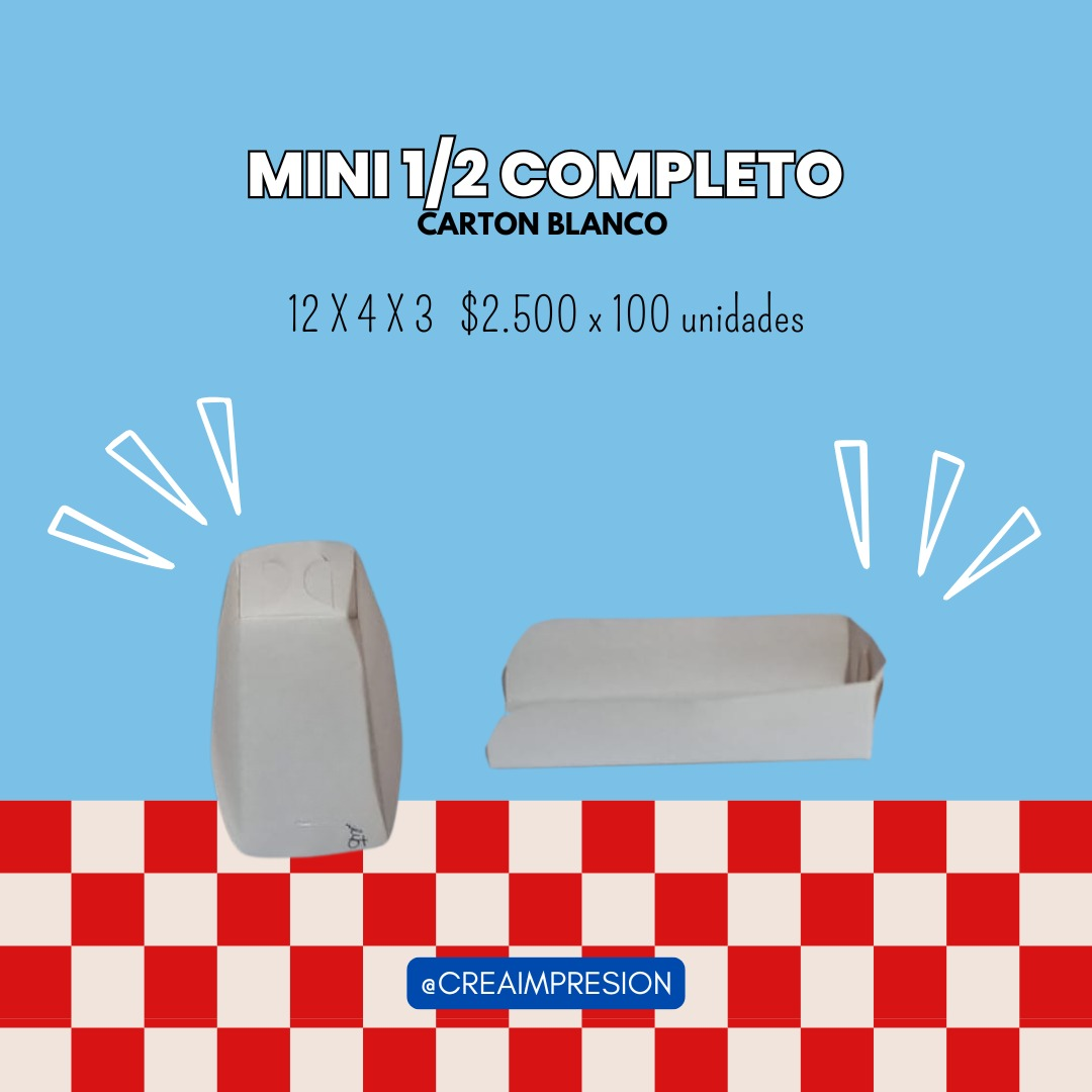 Bandeja mini medio completo /Paquetes de 100 unidades