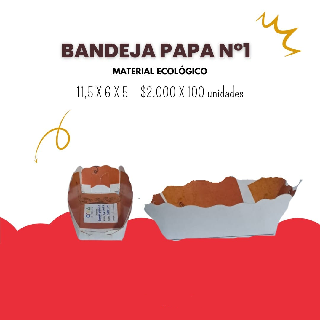 Bandeja papa N°1 borde ondulado cartón ecológico