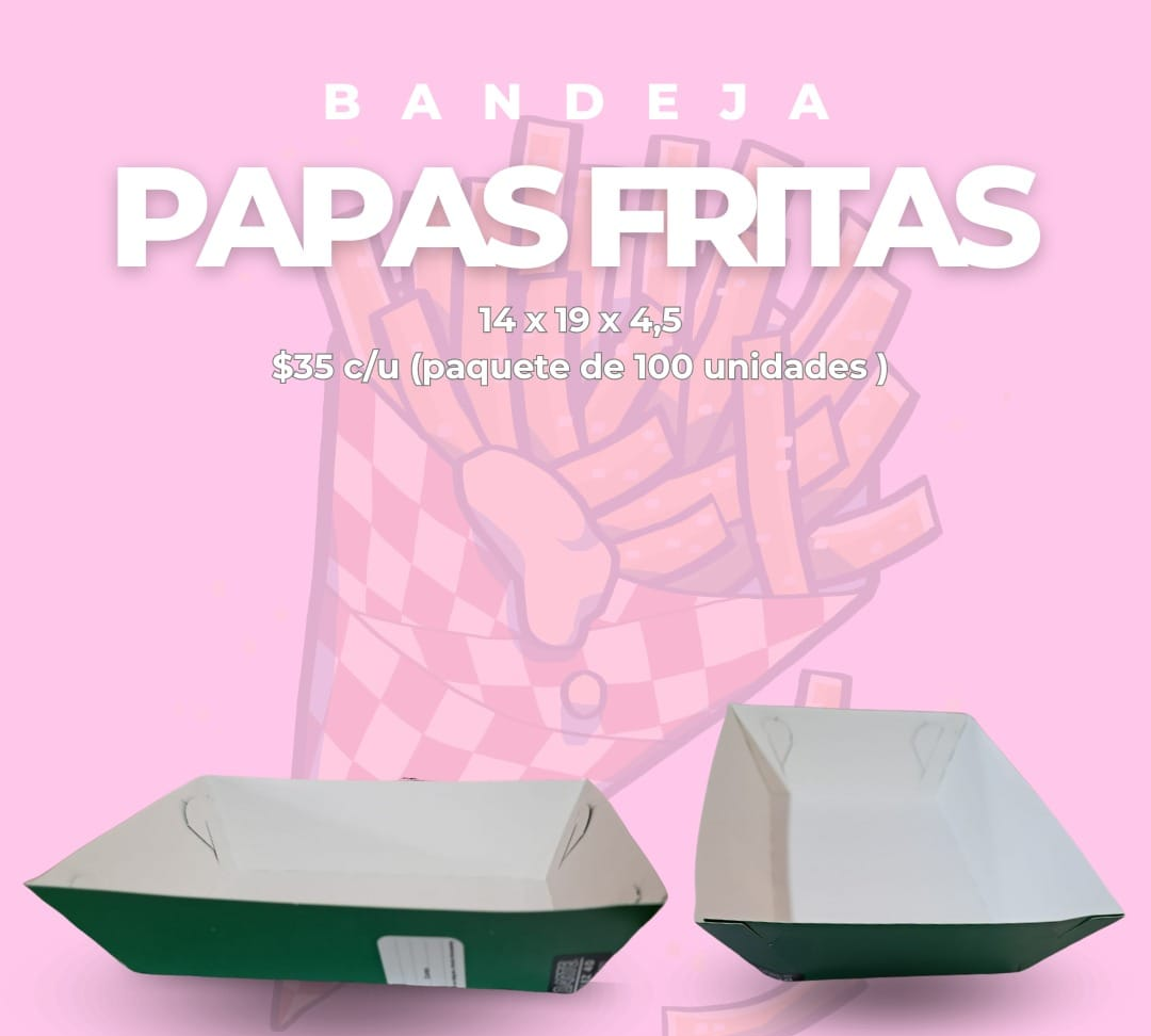 Bandeja papas fritas, cartón ecológico