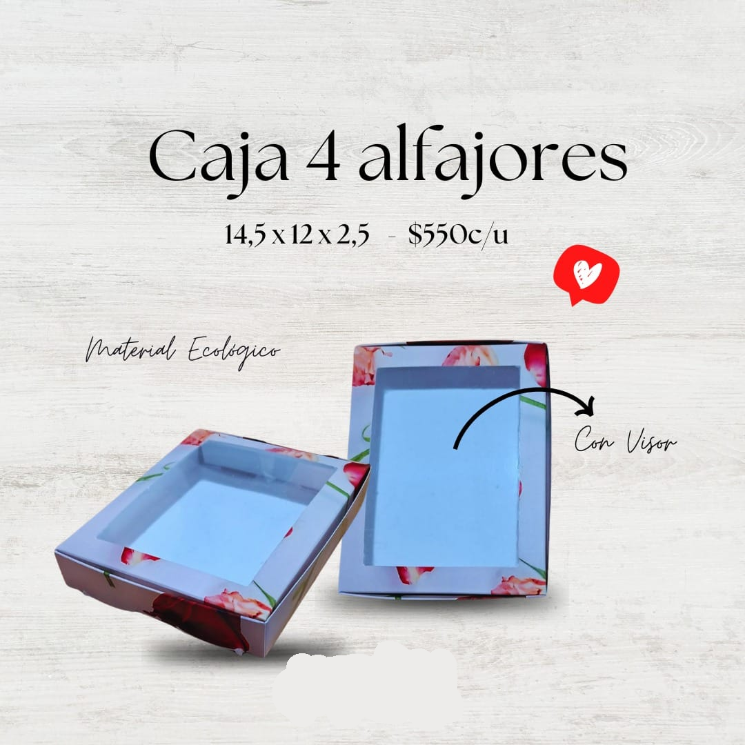 Caja 4 alfajor, diseño rosas 🌹