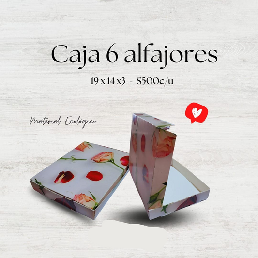 Caja 6 alfajor, diseño rosas, sin visor