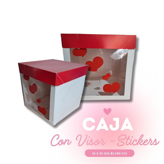 Caja con visor - stickers de corazones