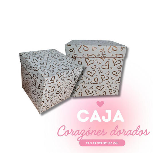 Caja corazones dorados