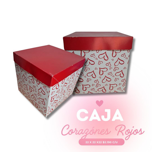 Caja corazones rojos
