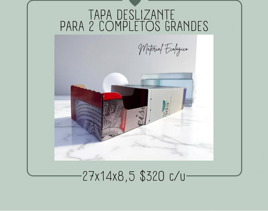Caja tapa deslizante para 2 completos grandes