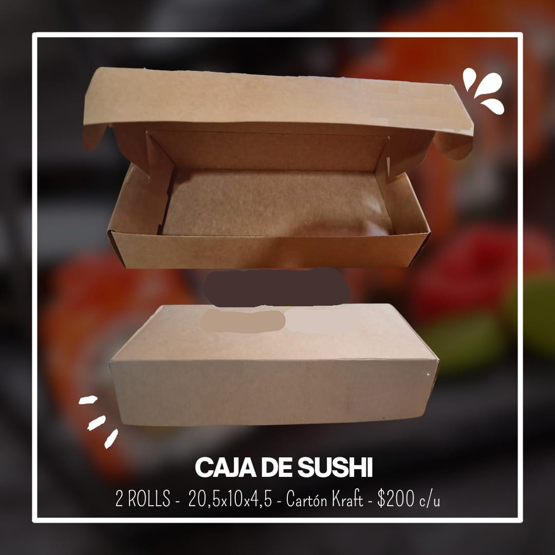 Caja de sushi 2 rolls, cartón kraft