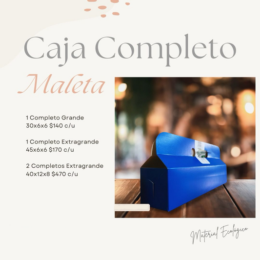 Caja maleta para completo, cartón ecológico