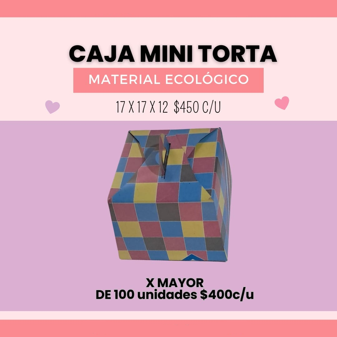 Caja mini torta, cartón ecológico o blanco