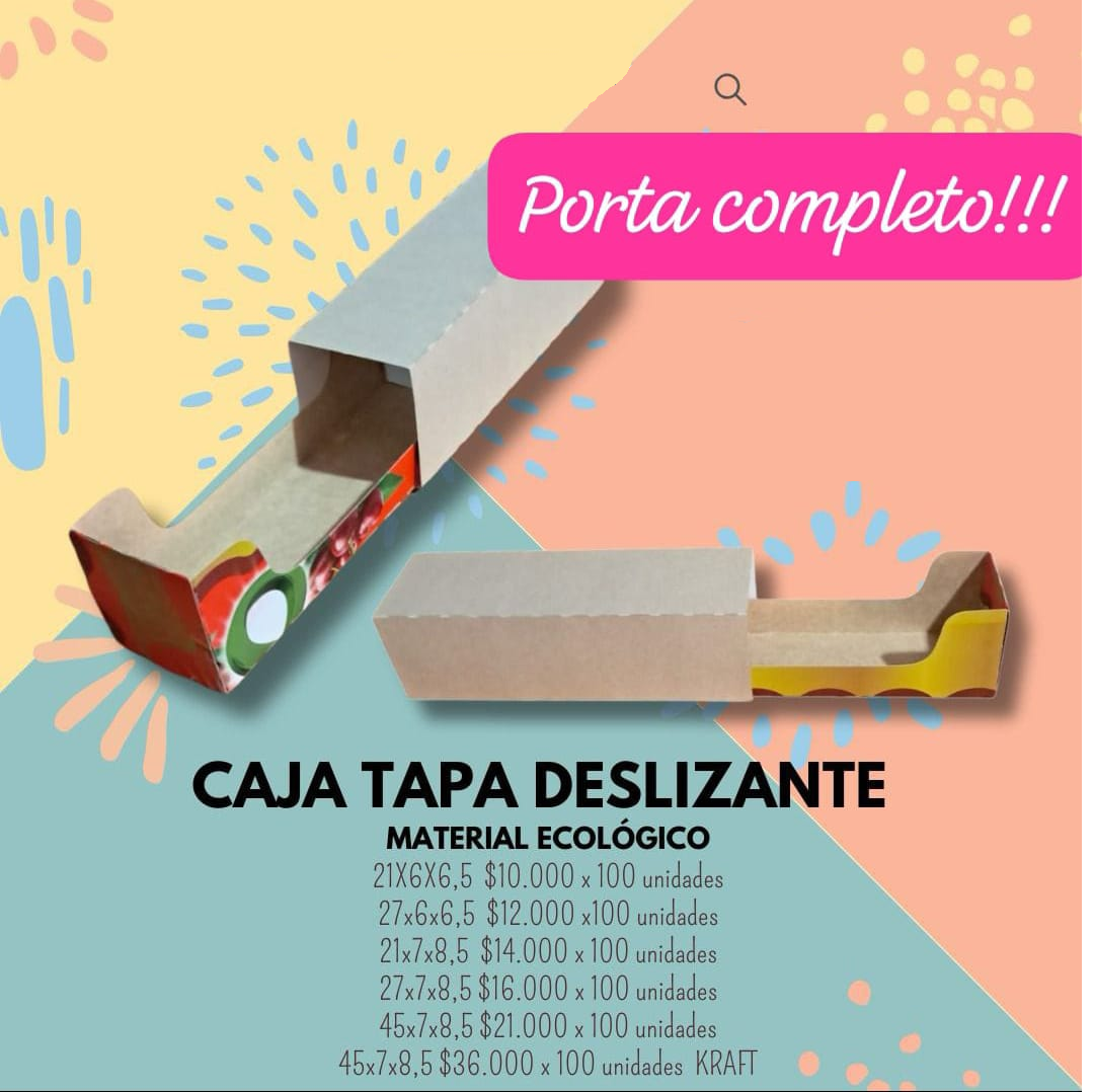 Caja para completos tapa deslizante