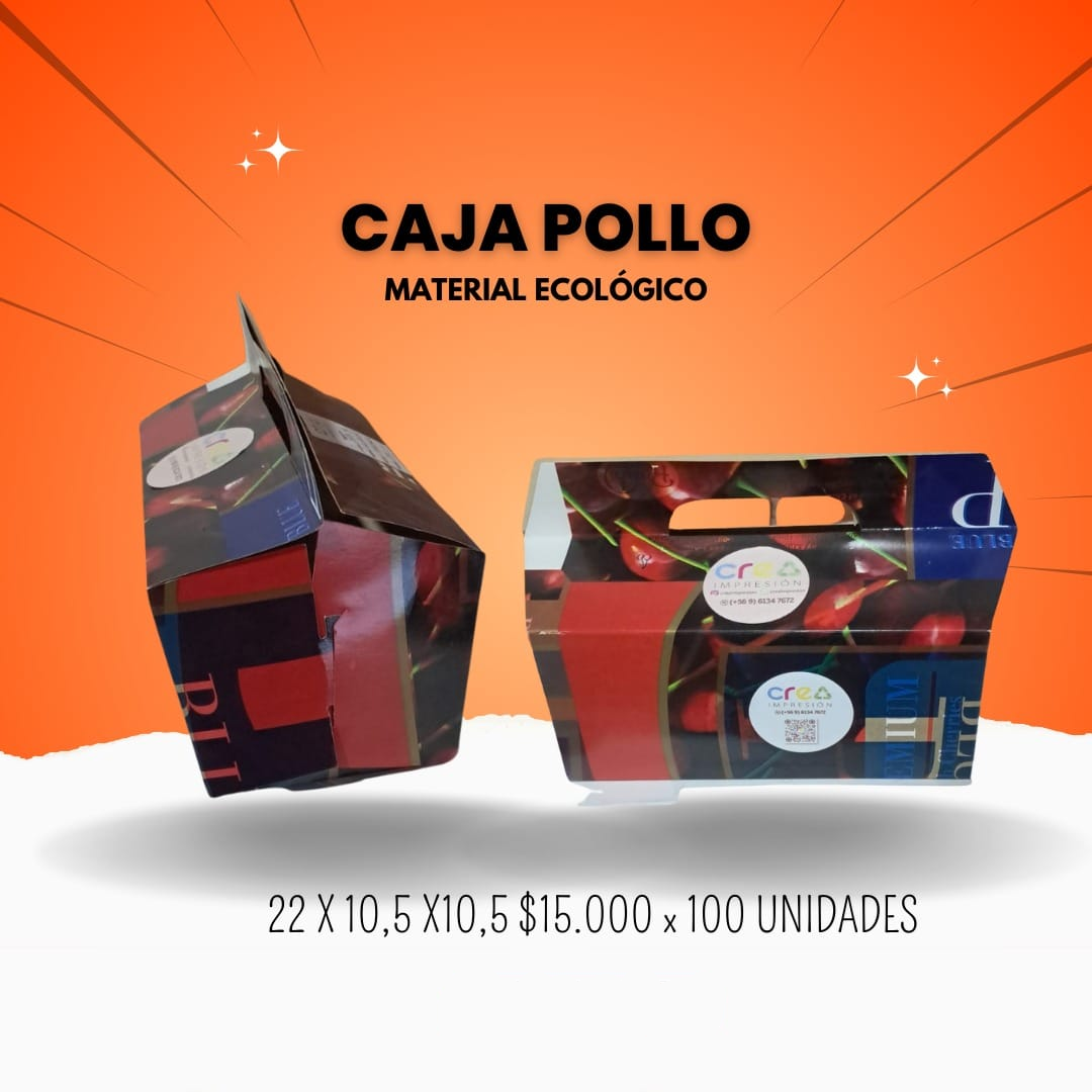 Caja pollo, cartón ecológico y blanco