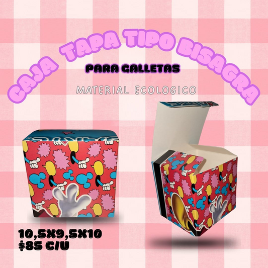 Caja tapa bisagra, para galletas/taza, cartón ecológico