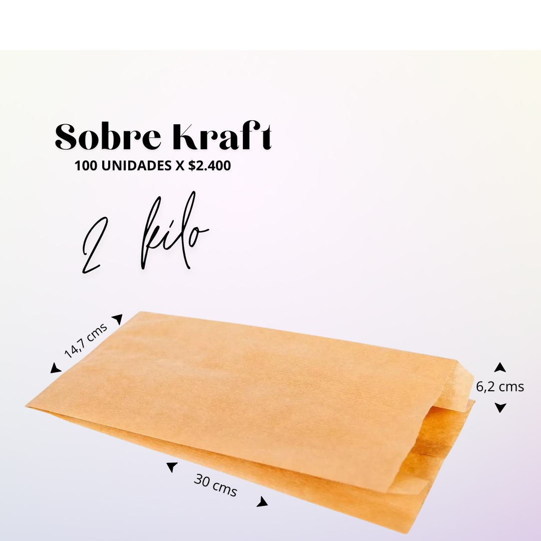 Sobre kraft 2 kilos / Paquetes de 100 unidades