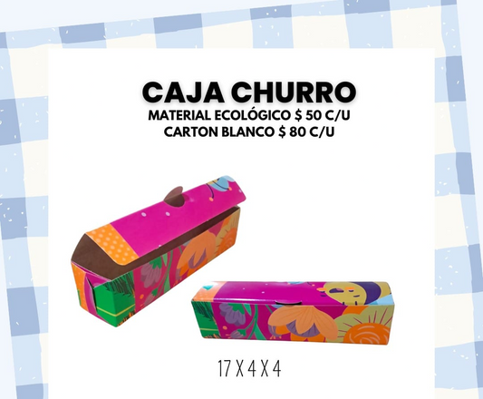 Caja churro individual, cartón ecológico