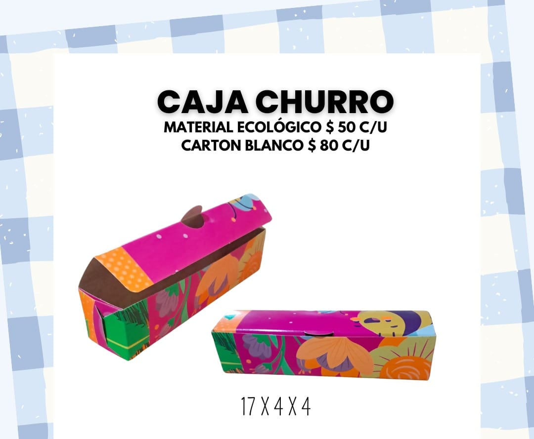 Caja churro individual, cartón blanco