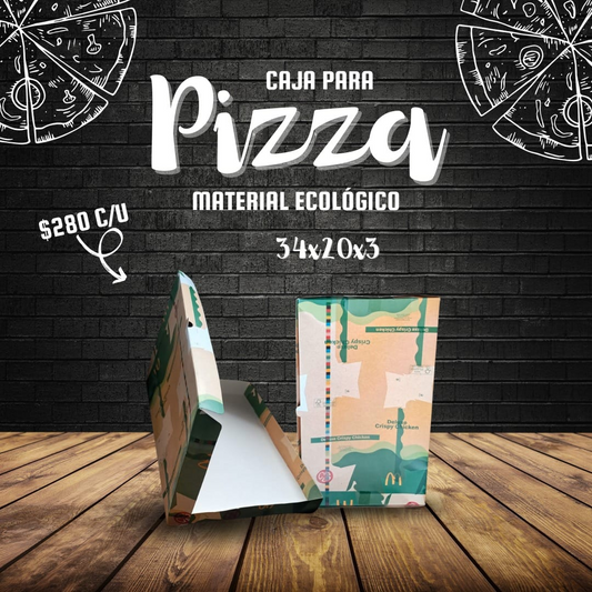 Caja pizza rectangular, material ecológico