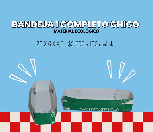 Bandeja 1 completo chico, cartón ecológico